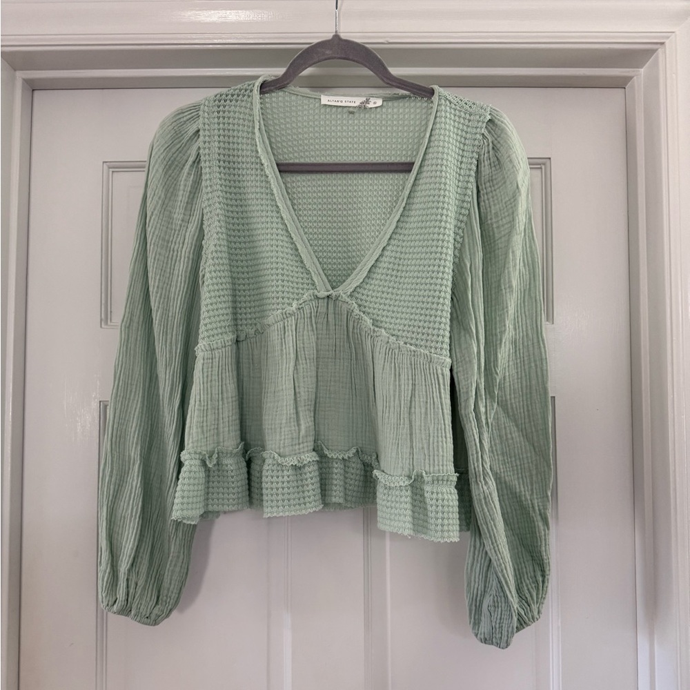 Mint Waffle Knit Top
